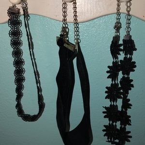 Set of 3 choker necklaces black